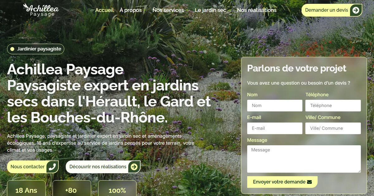 Illustration du projet Achillea Paysage — refonte du site et référencement local