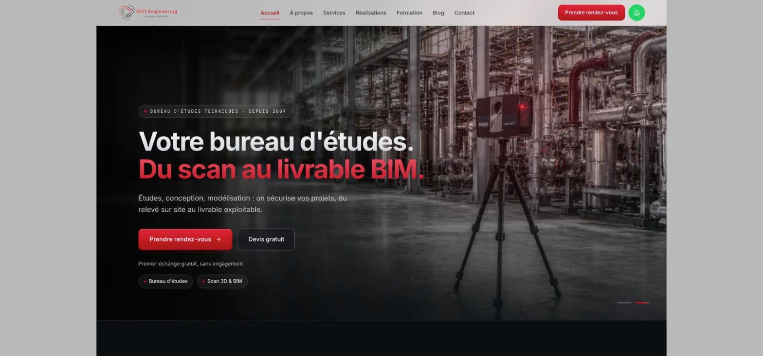 Illustration du projet Refonte du site d'EFFI Engineering, bureau d'études scan 3D et BIM, sans perdre ses positions Google
