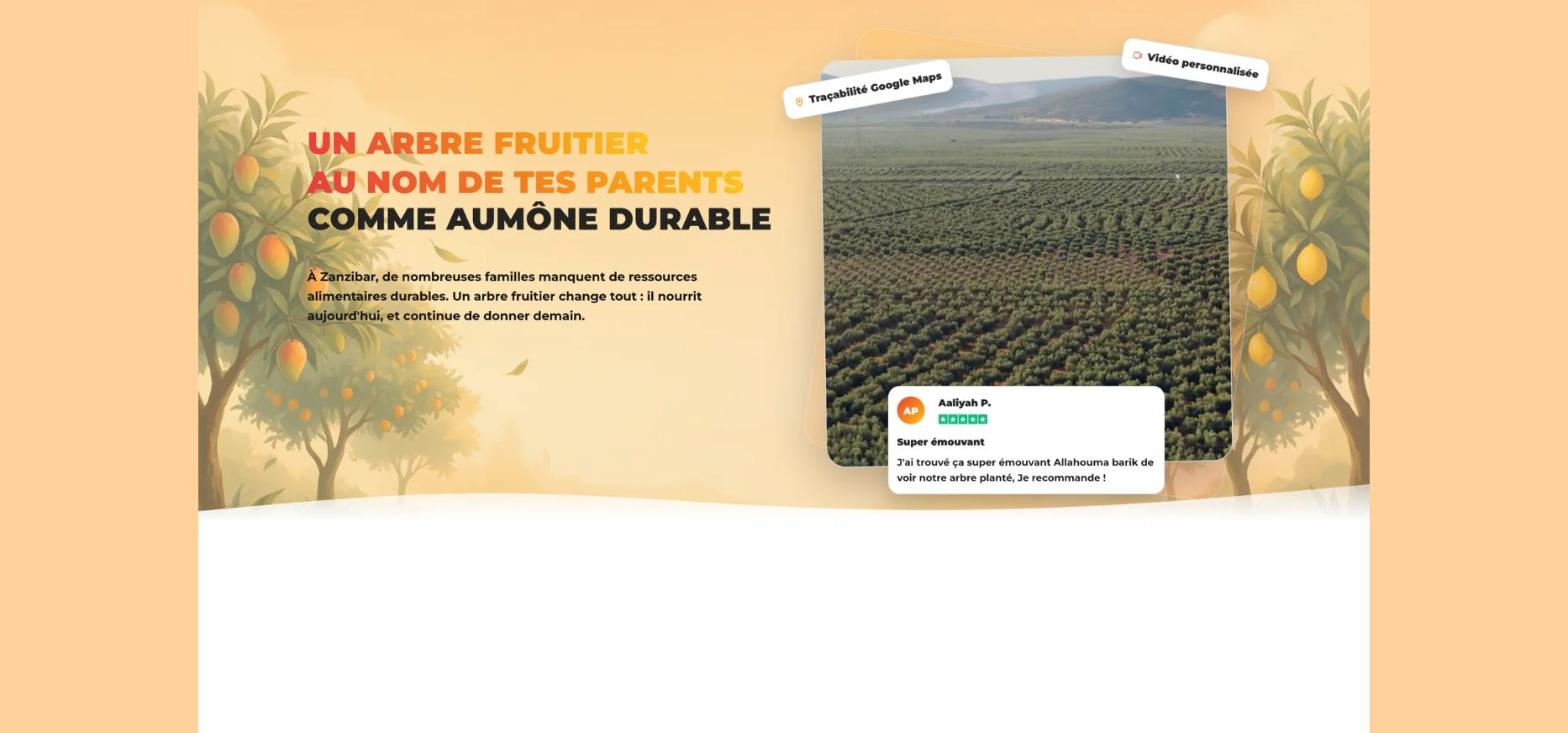 Illustration du projet Trois tunnels de don sous WordPress pour Bi-Niyati, avec les visuels et vidéos qui les alimentent