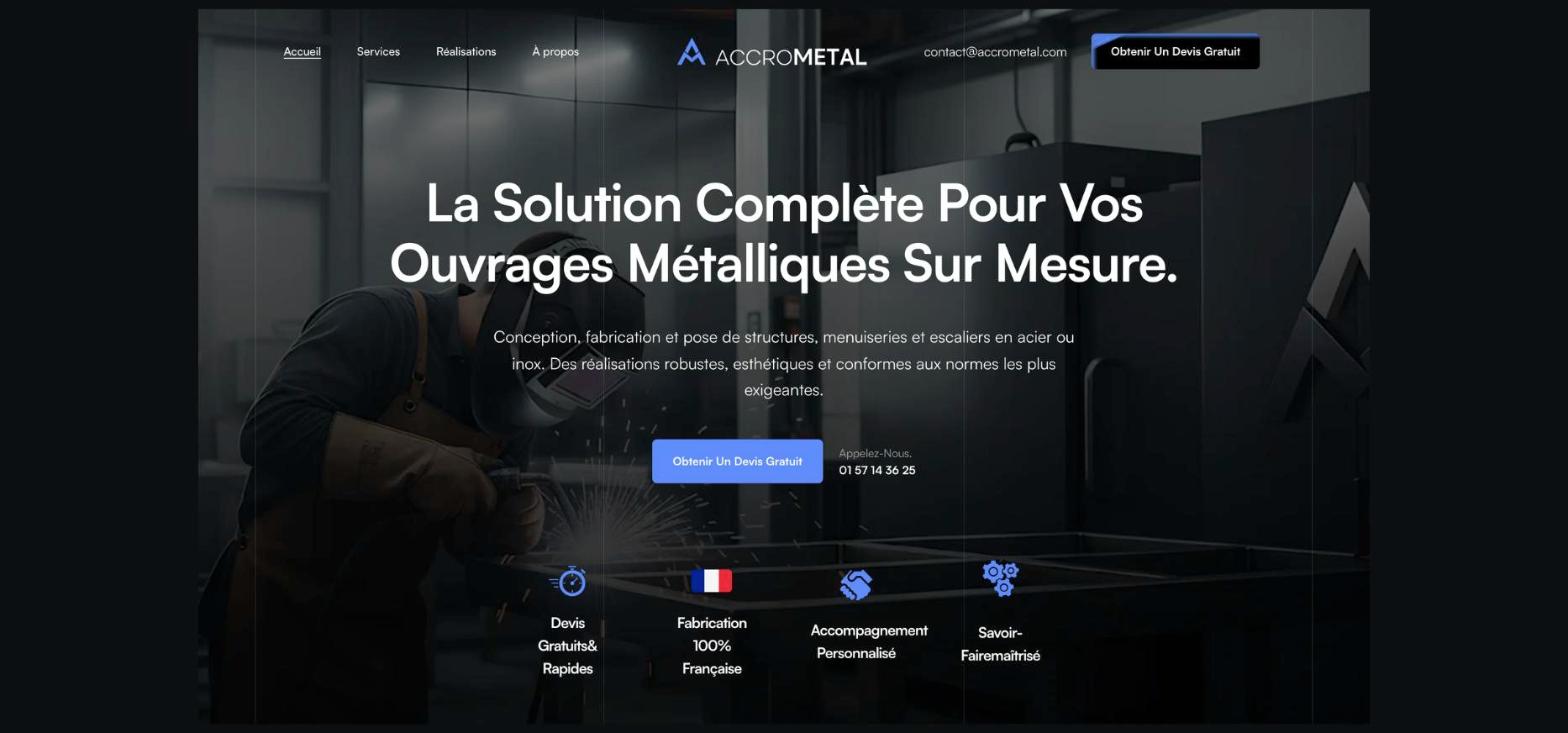 Illustration du projet Site vitrine WordPress pour Accrometal, métallier qui conçoit, fabrique et pose