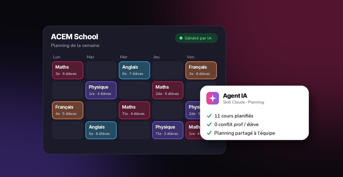 Illustration du projet Agent IA de planning pour une association de soutien scolaire