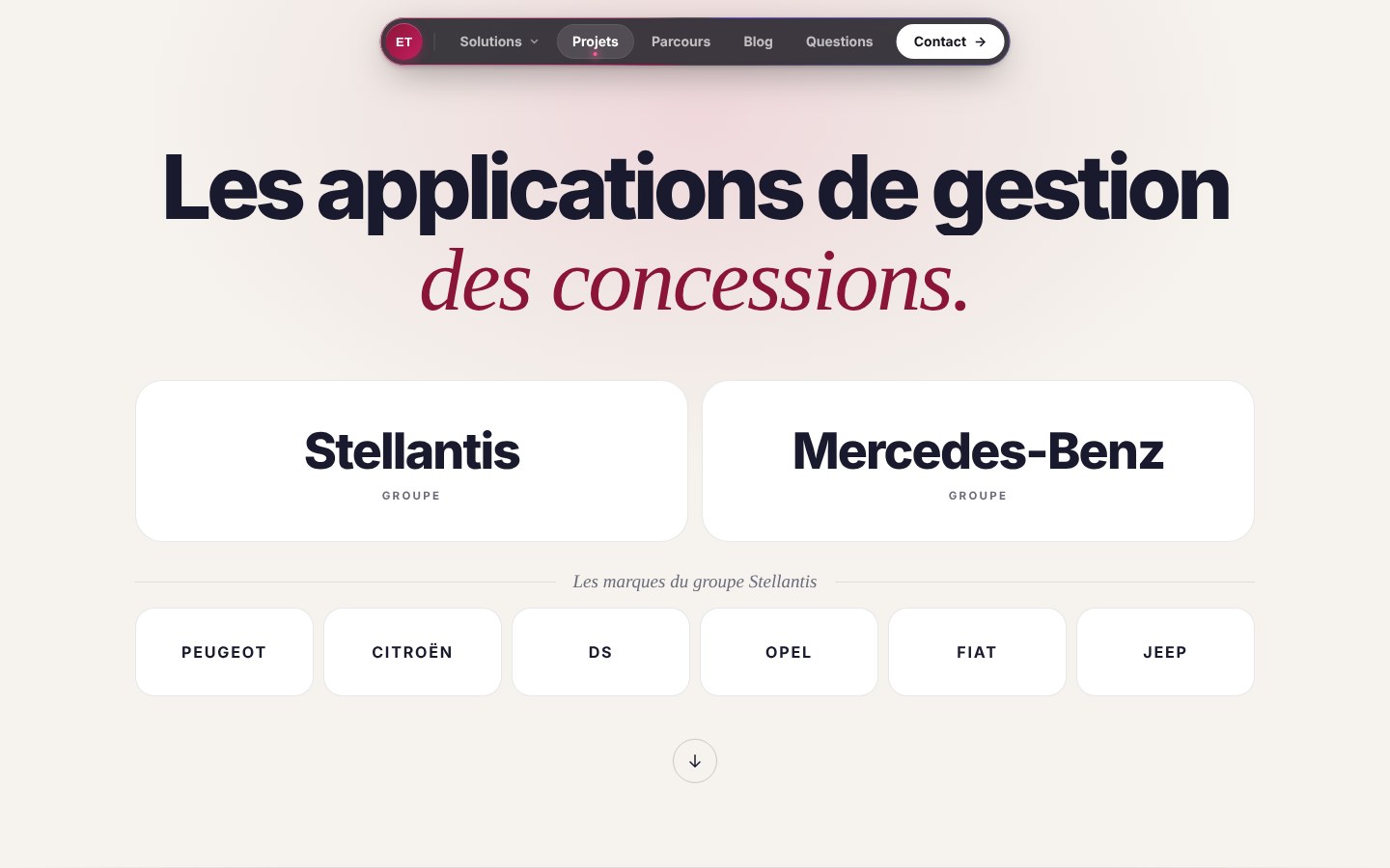 Illustration du projet Applications de gestion pour concessions automobiles et agents IA internes