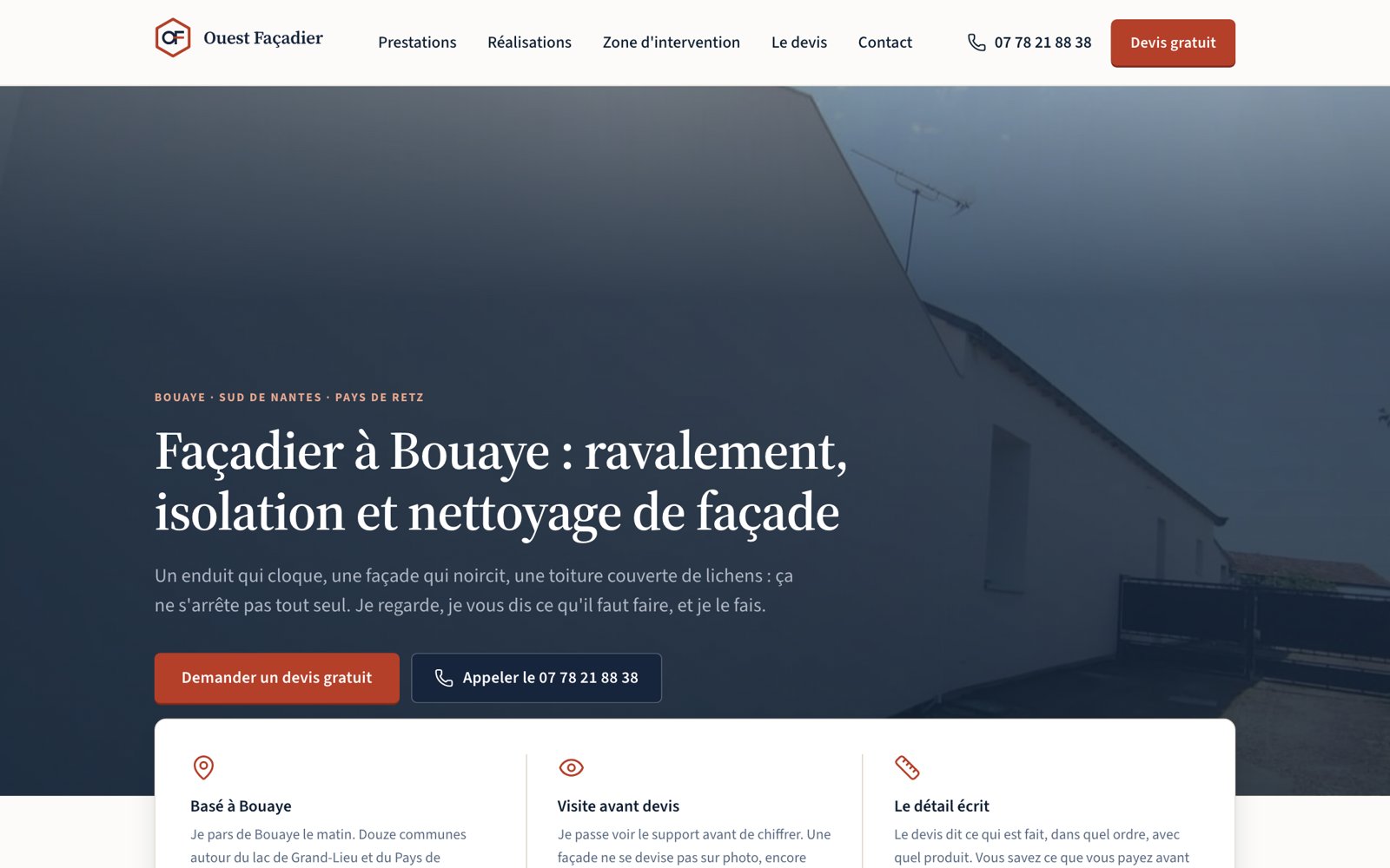 Illustration du projet Ouest Façadier : 508 affichages Google et la 1re page sur « peinture Bouaye » en 3 semaines