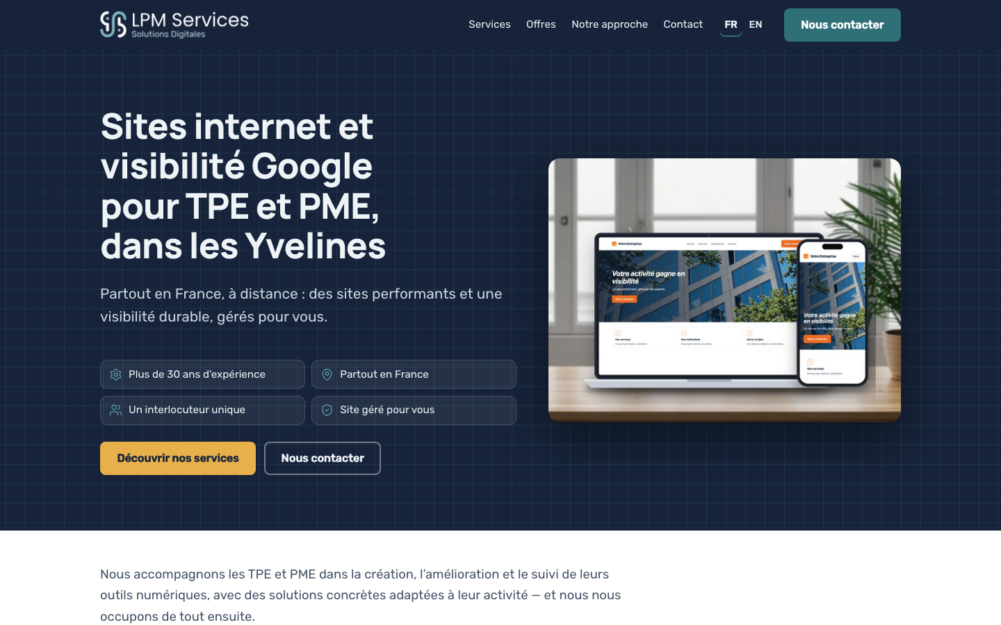 Illustration du projet Création du site lpmservices.fr, bilingue et géré