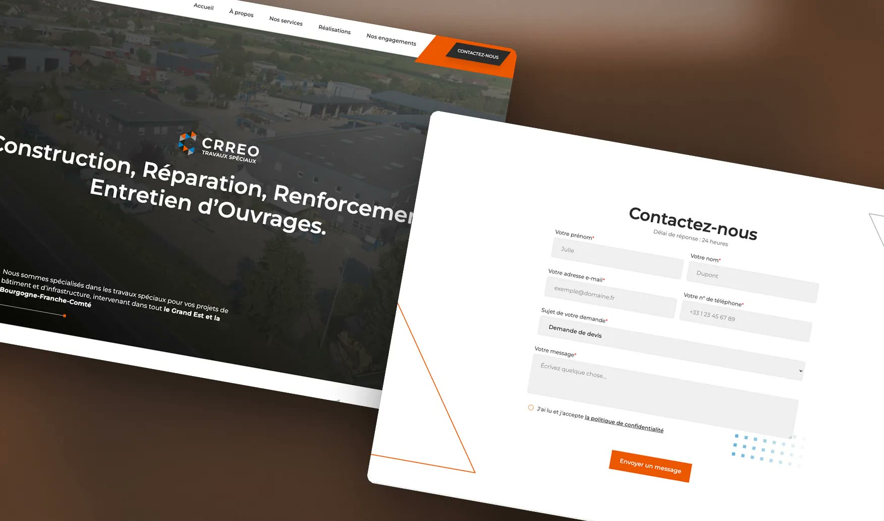 Illustration du projet Landing page Webflow géométrique pour une entreprise de génie civil