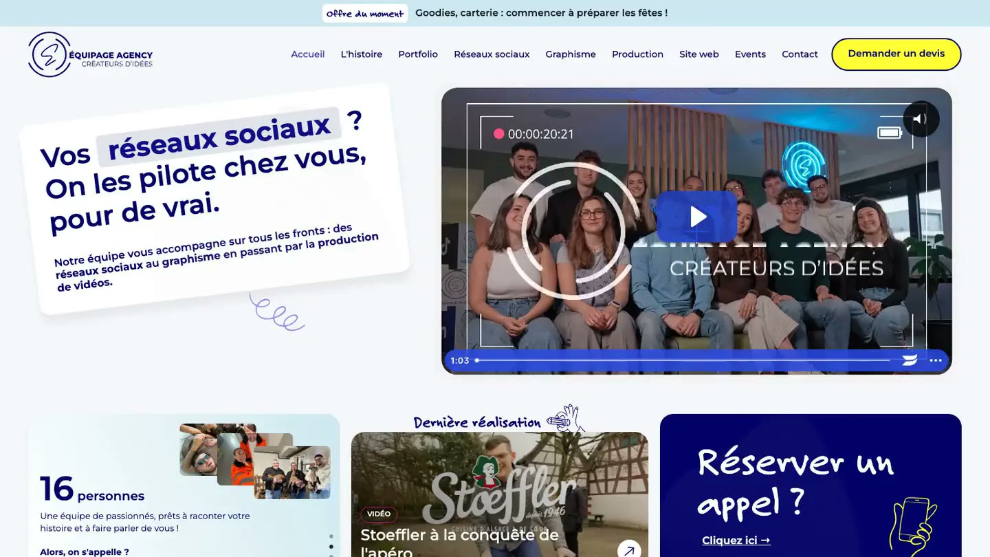 Illustration du projet Refonte Webflow en bento pour une agence social media de Sélestat
