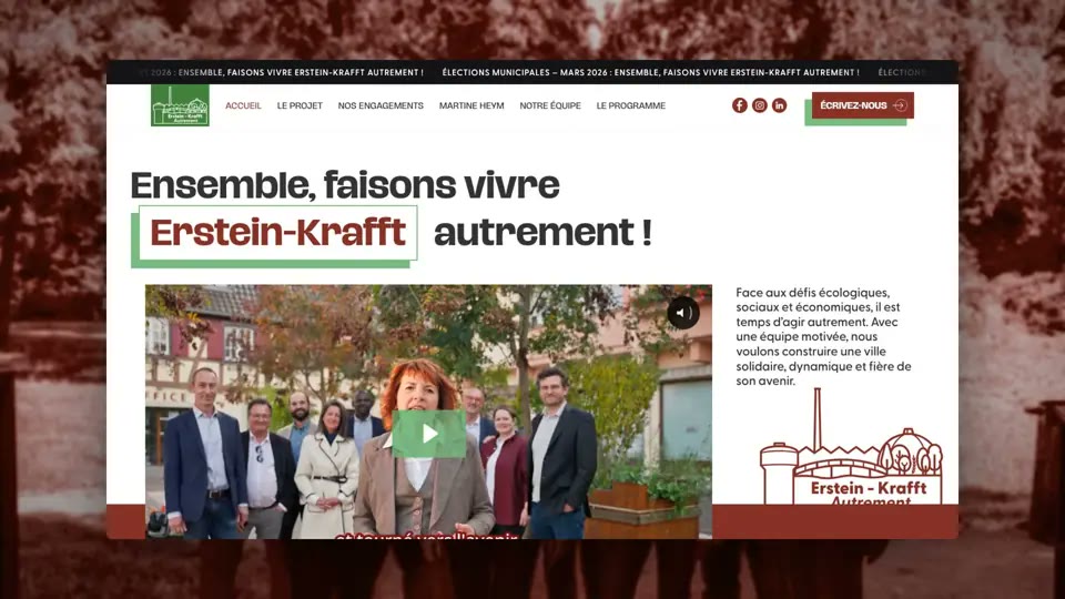 Illustration du projet Landing page Webflow pour la liste municipale d'Erstein-Krafft Autrement