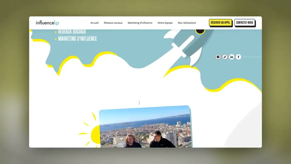 Illustration du projet Site Webflow illustré à deux parcours pour une agence d'influence marseillaise