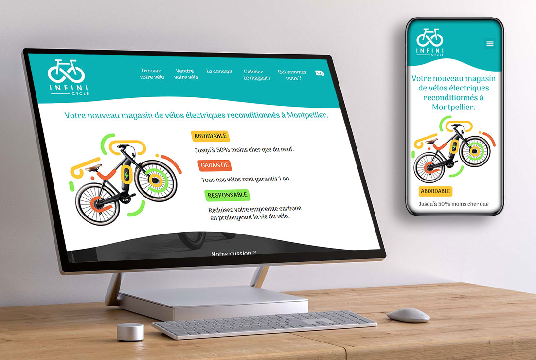 Illustration du projet Création d'identité visuelle et de site internet pour Infini Cycle à Montpellier