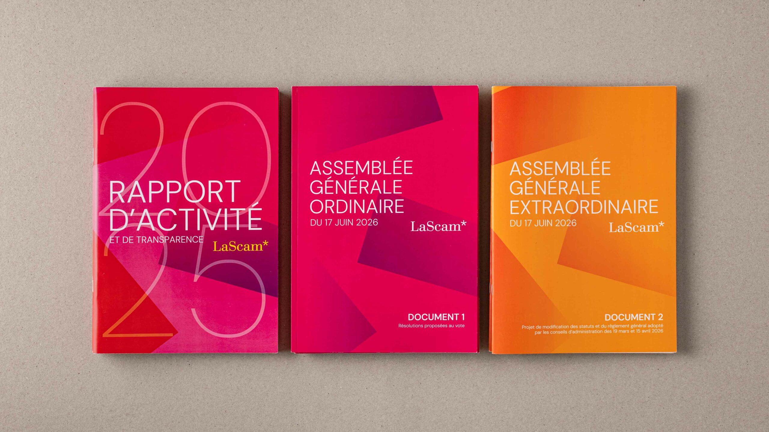 Illustration du projet Direction artistique du rapport d'activité et de transparence 2025 de LaScam
