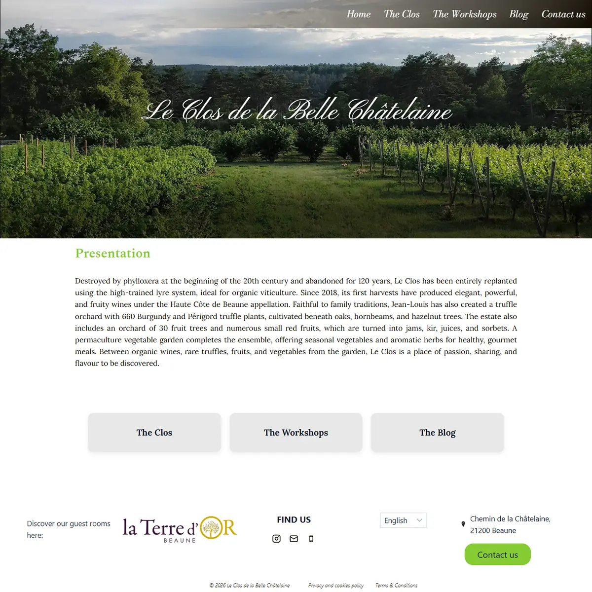 Illustration du projet Site internet vitrine pour Le Clos de la Belle Châtelaine