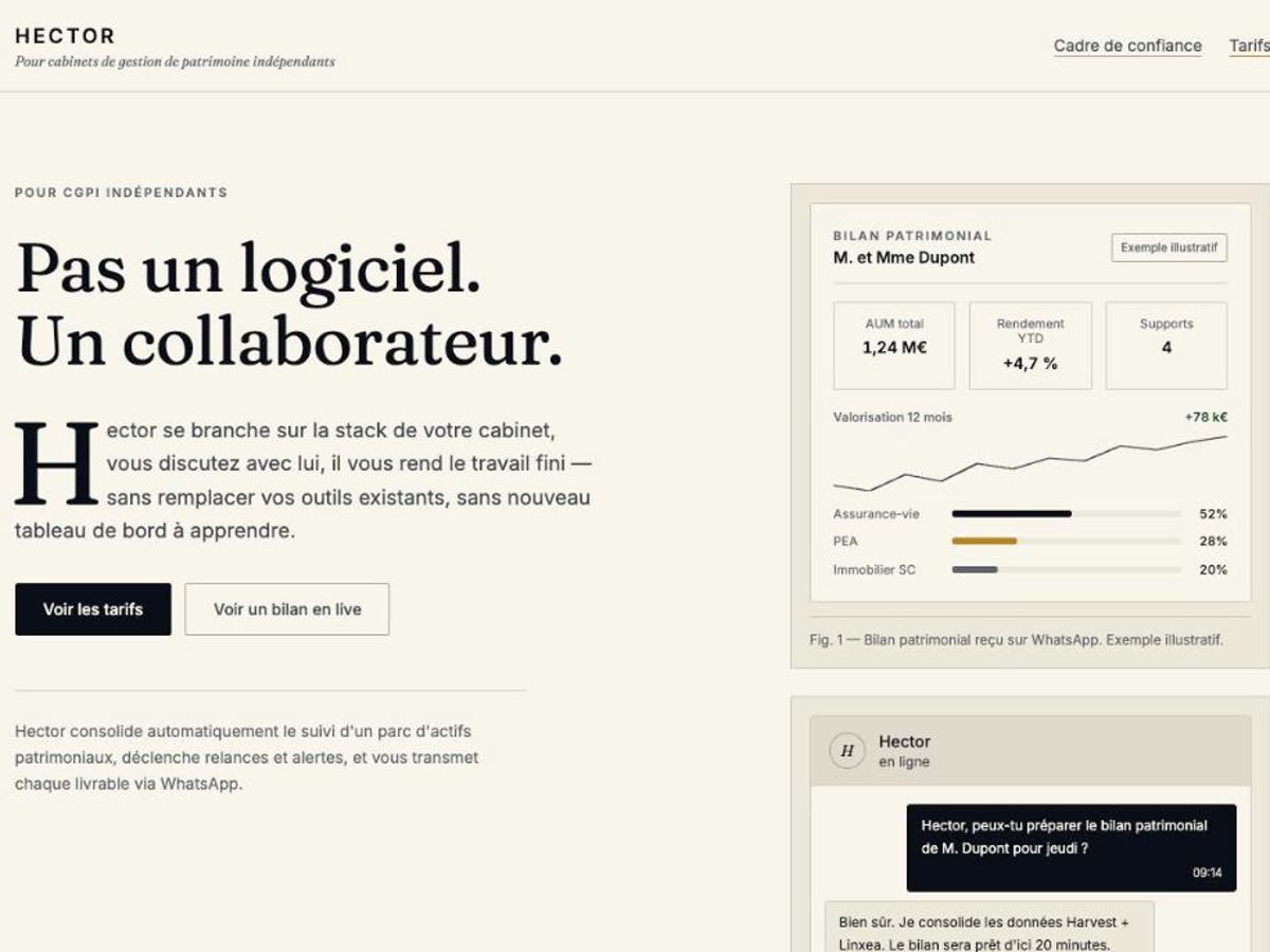 Illustration du projet Hector : assistant IA pour cabinets de gestion de patrimoine
