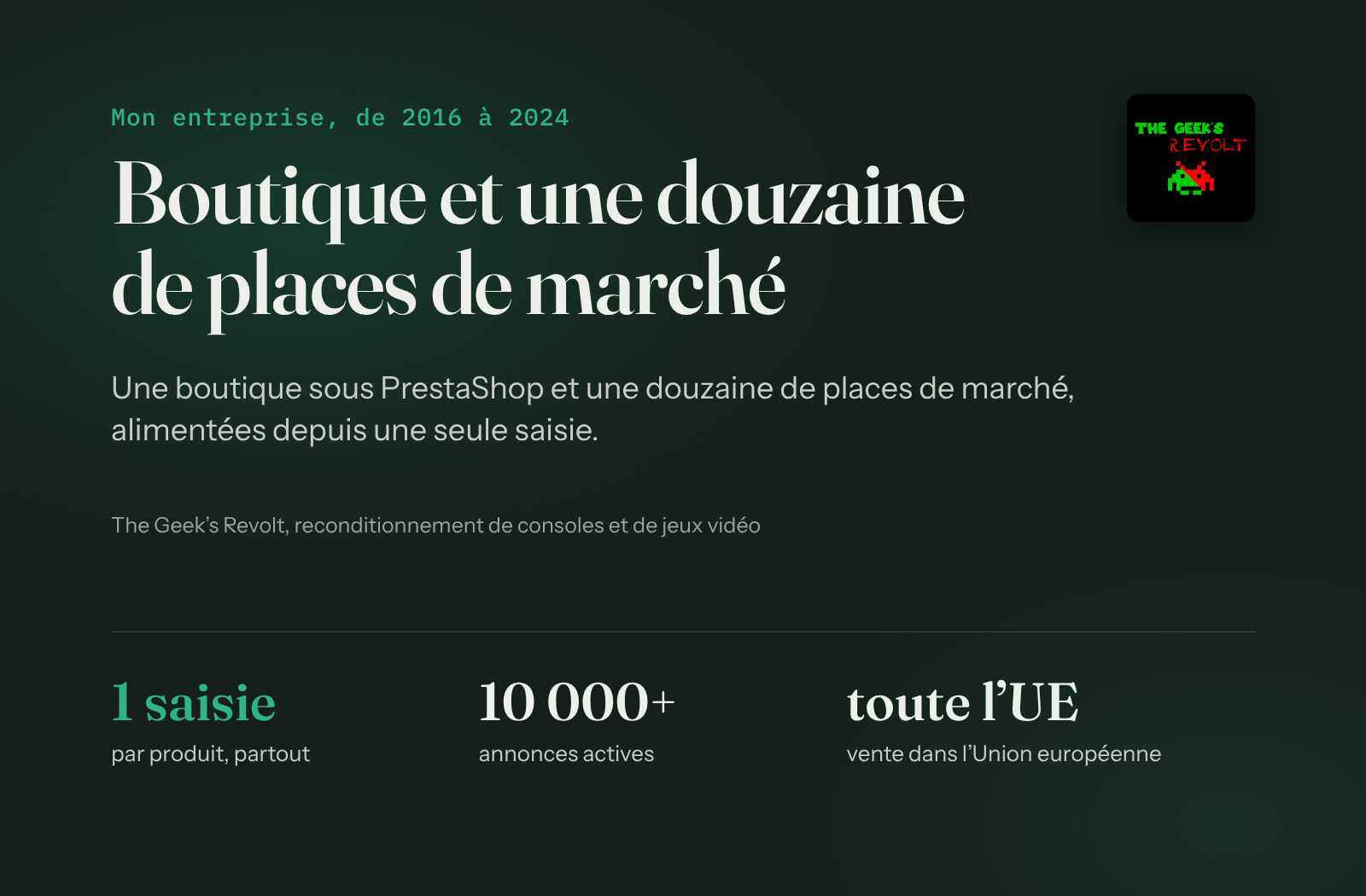 Illustration du projet Boutique PrestaShop reliée à une douzaine de places de marché