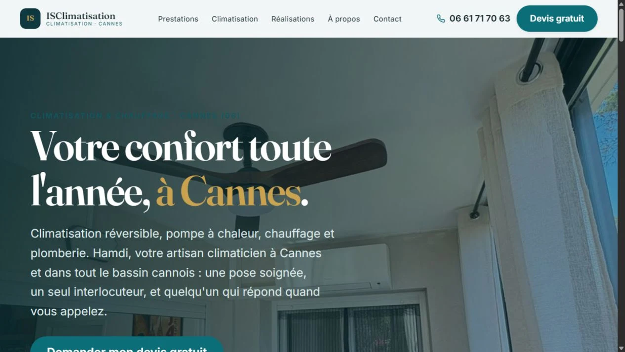 Illustration du projet Création du site vitrine d’ISClimatisation à Cannes