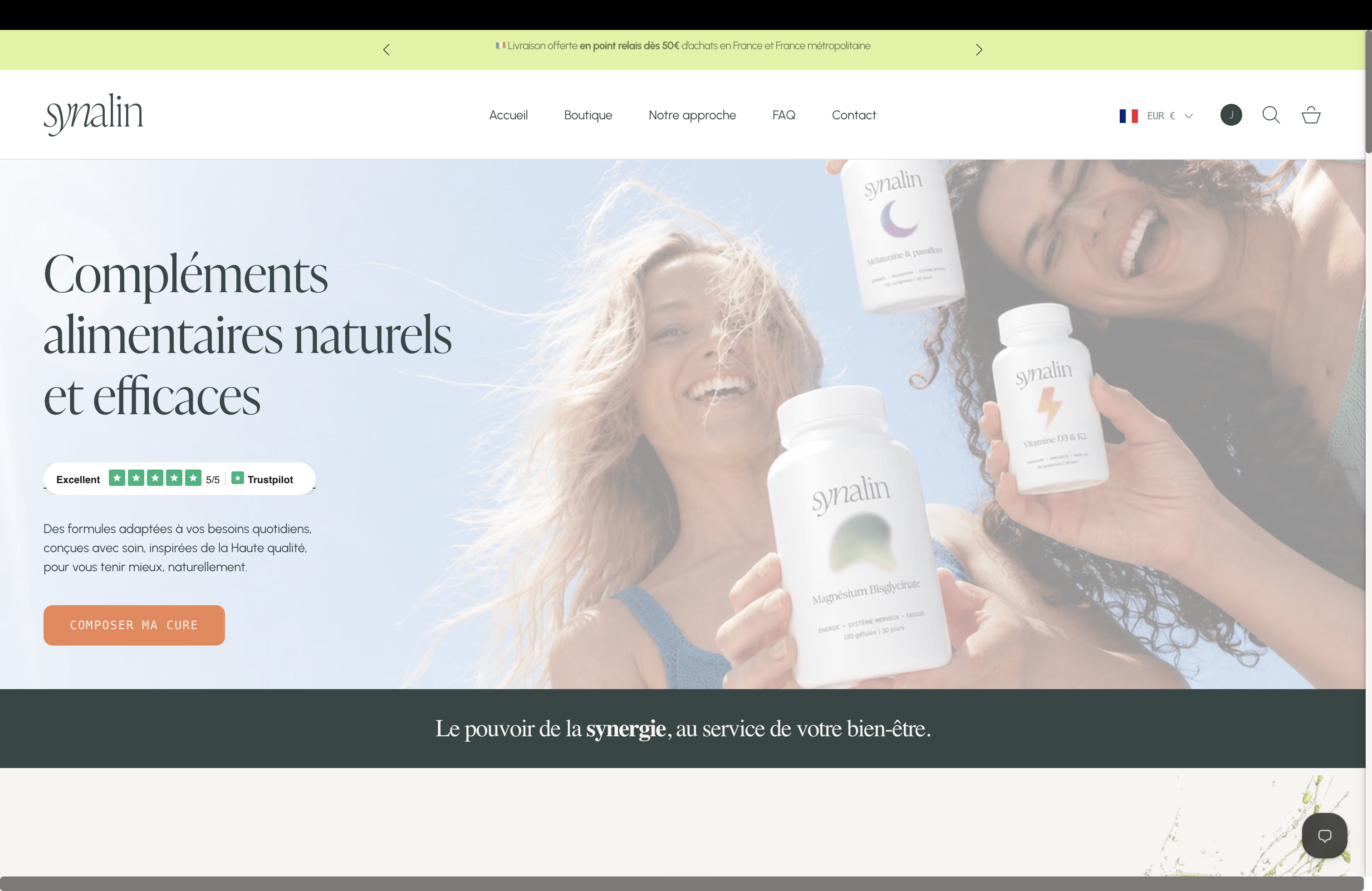 Illustration du projet Synalin | Boutique e-commerce Shopify de compléments alimentaires