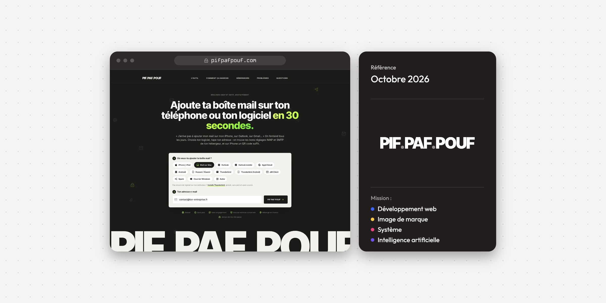 Illustration du projet Site Internet Pif.Paf.Pouf - WordPress Elementor