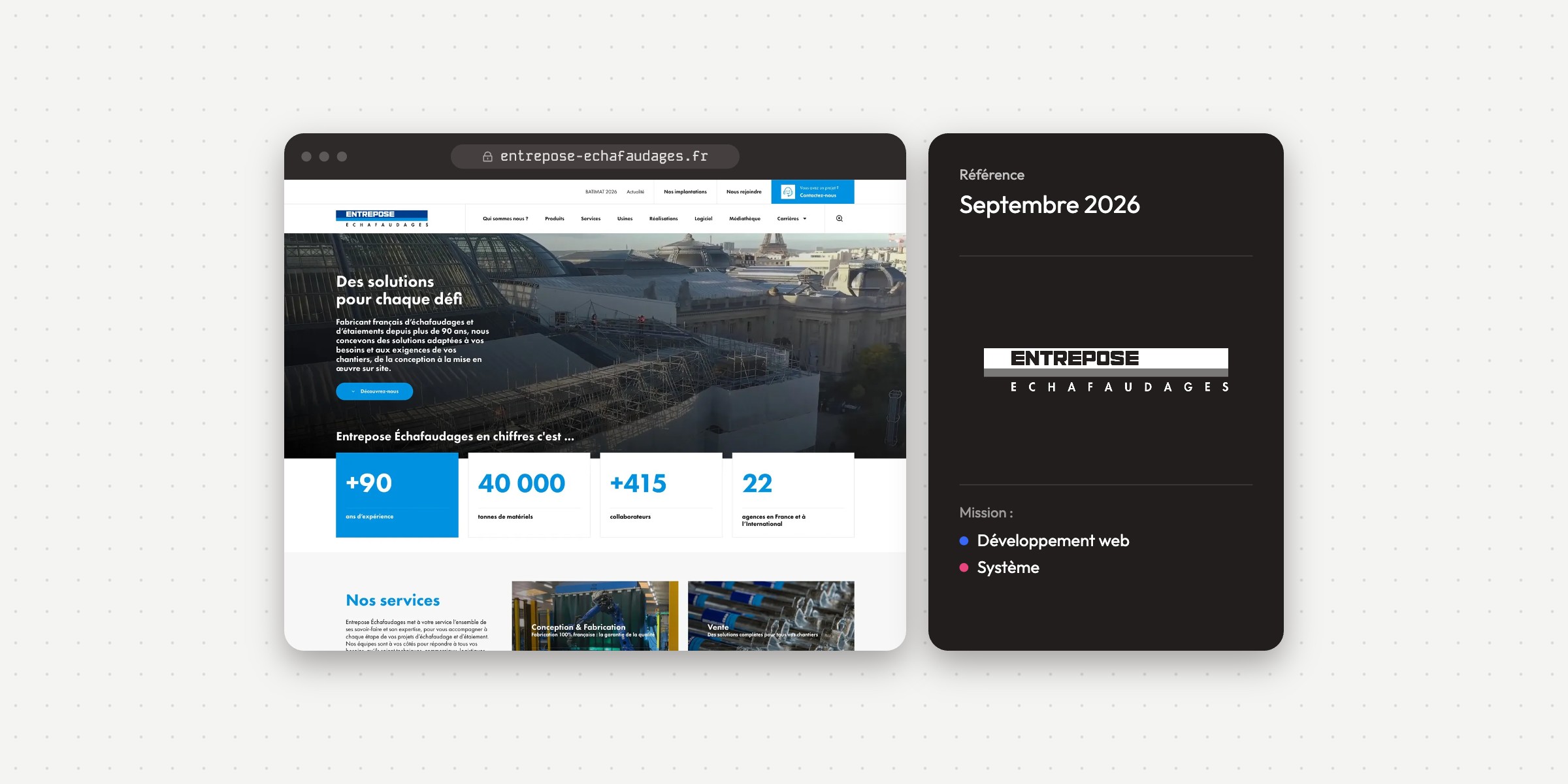 Illustration du projet Site Internet Entrepose Échafaudages - WordPress Elementor