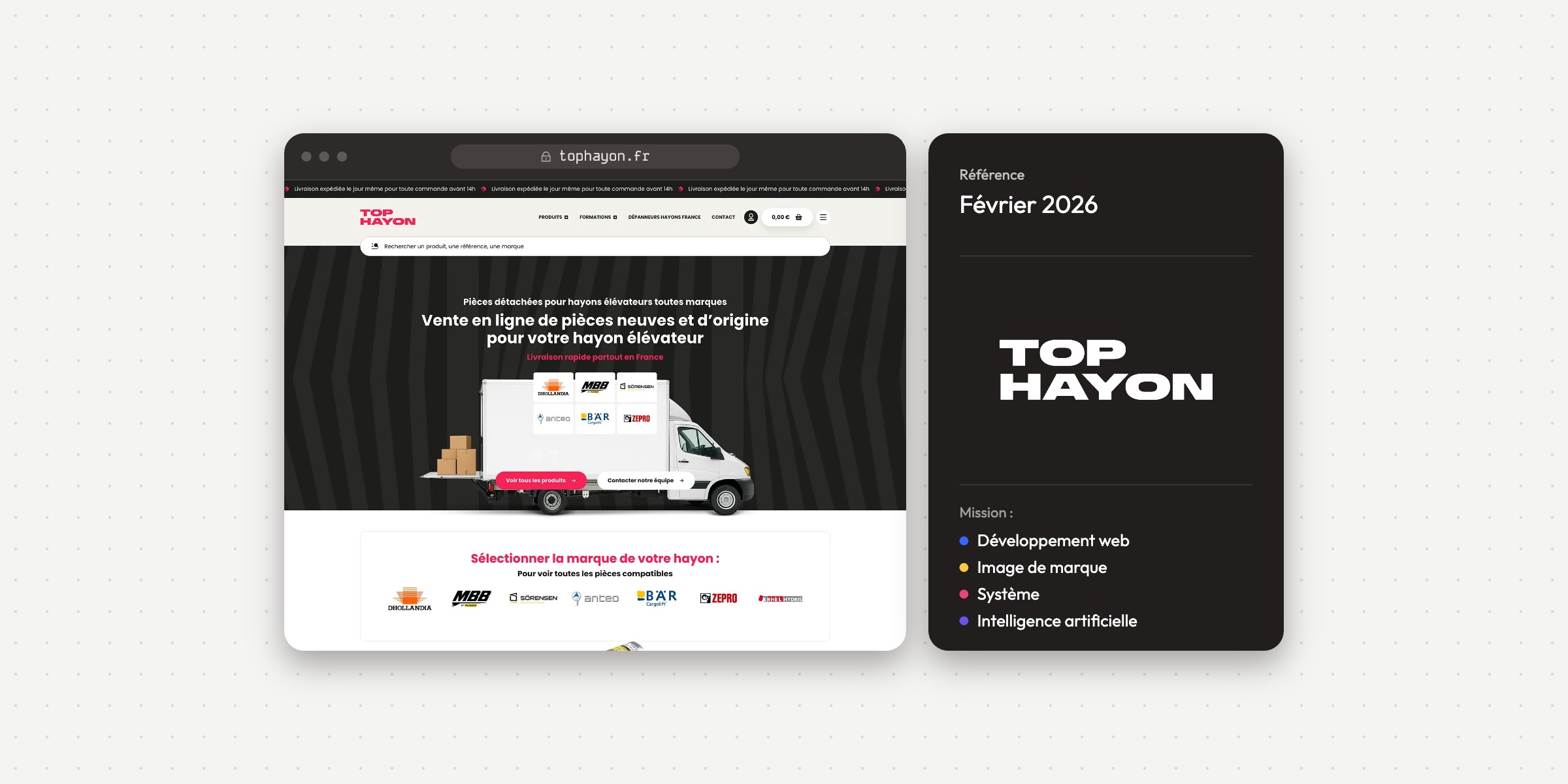 Illustration du projet Site Internet Top Hayon - WordPress WooCommerce Elementor