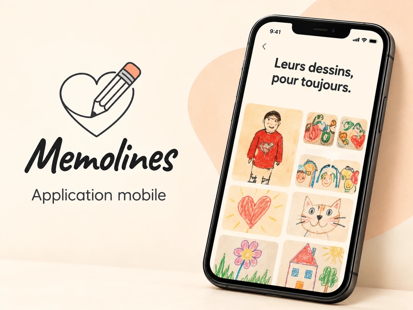 Illustration du projet Memolines, l'application qui garde les dessins d'enfants