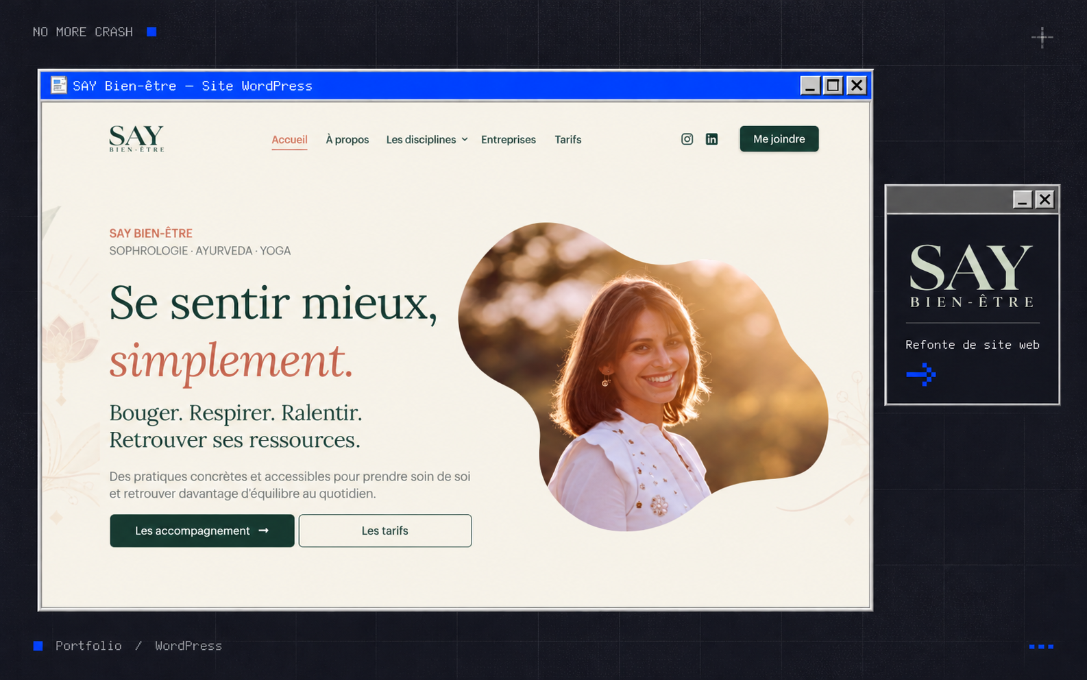 Illustration du projet Refonte WordPress pour SAY Bien-être : une identité chaleureuse et des accompagnements mieux présentés
