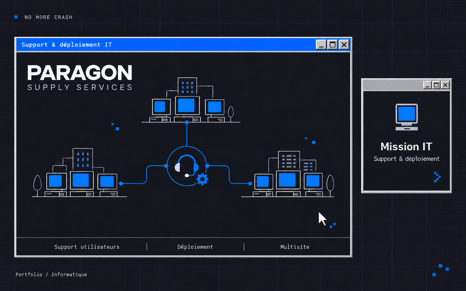 Illustration du projet Renfort de la DSI Paragon : support utilisateurs et déploiement informatique multisite