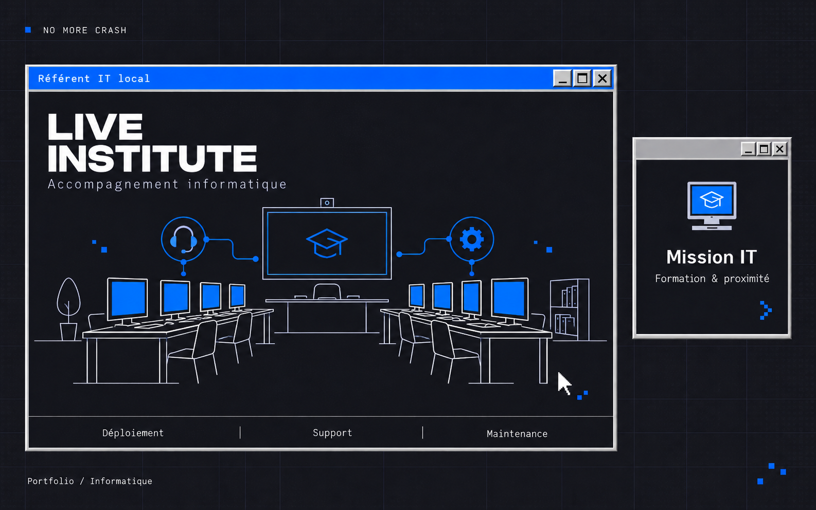Illustration du projet Accompagnement informatique de Live Institute : déploiement de 60 postes et support de proximité