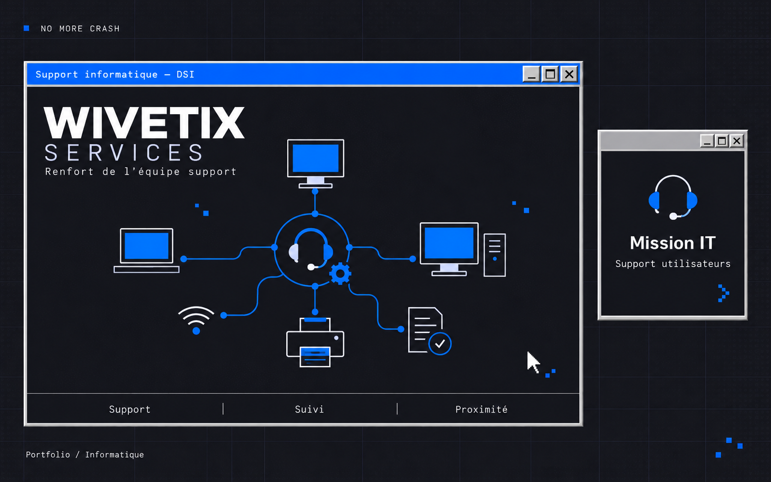 Illustration du projet Renfort du support informatique au sein de la DSI de Wivetix Services