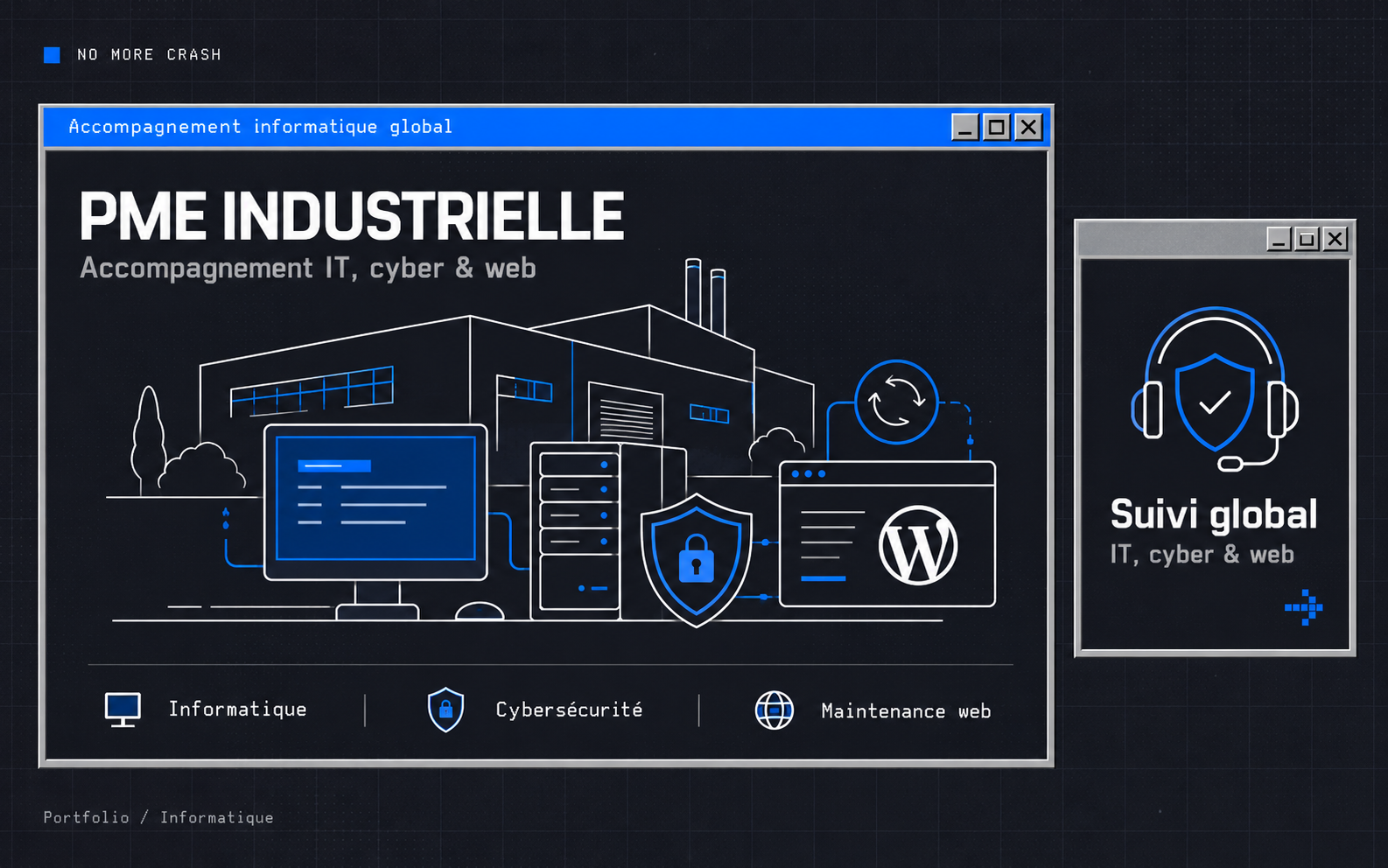 Illustration du projet Accompagnement global d’une PME industrielle : informatique, cybersécurité et maintenance web