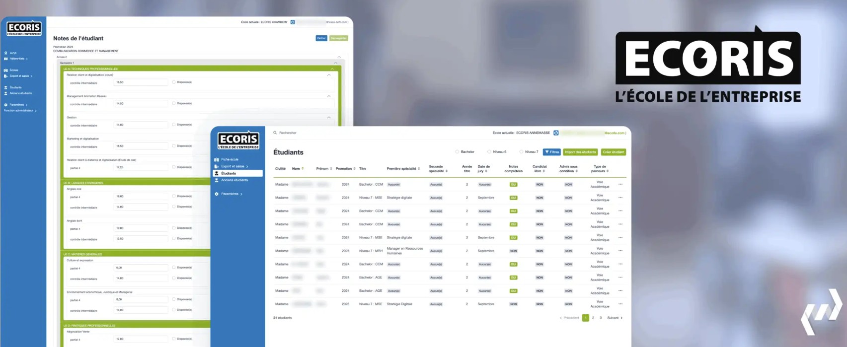 Illustration du projet Application de gestion pédagogique pour Ecoris