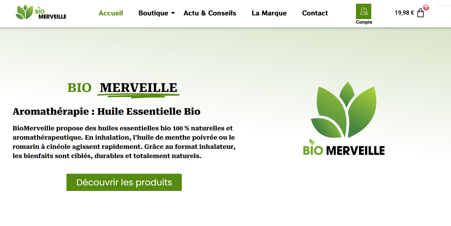 Illustration du projet Site e-commerce d'huiles essentielles bio et bien-être