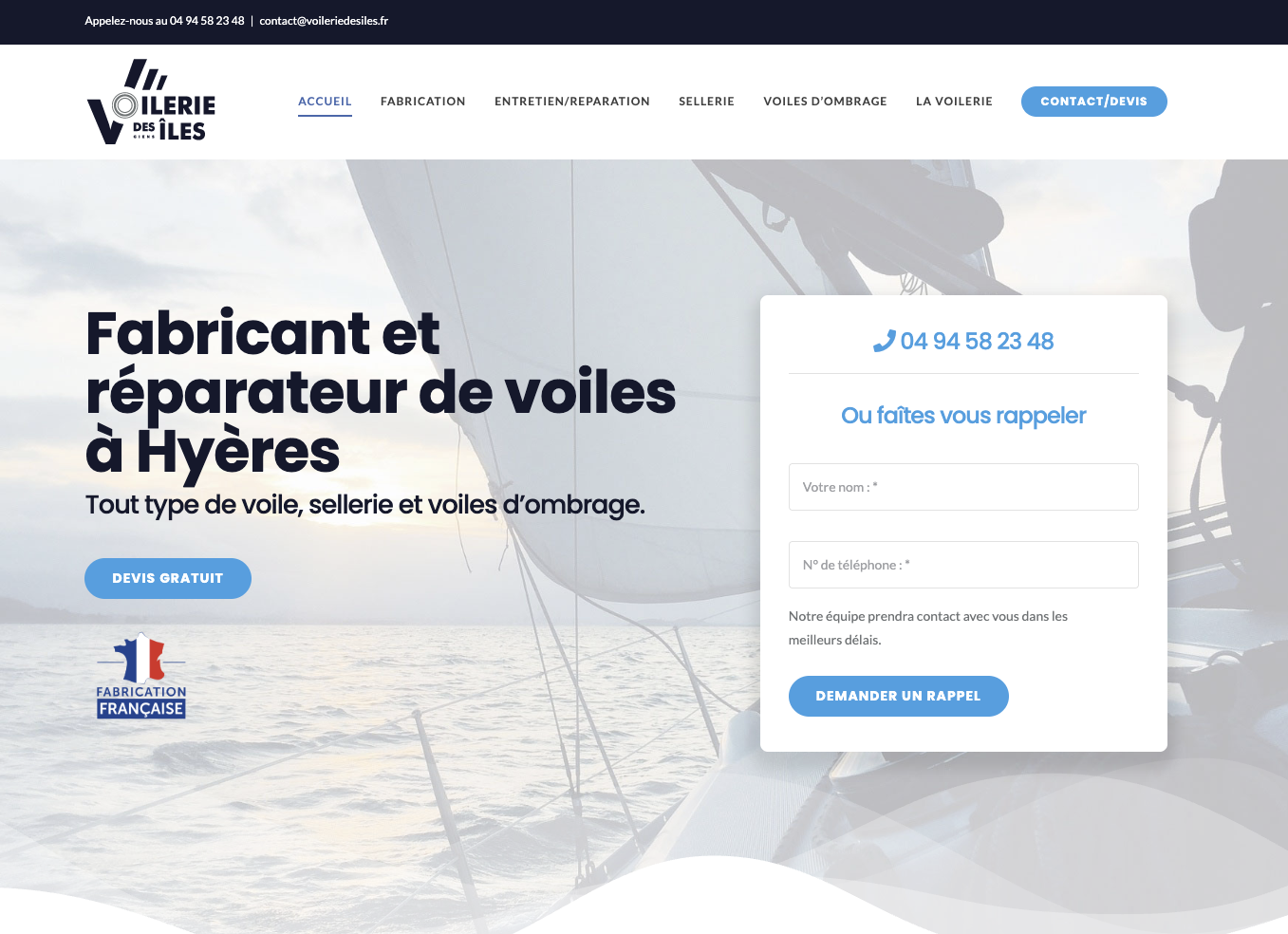 Illustration du projet Création Site Spécialisé Voiles