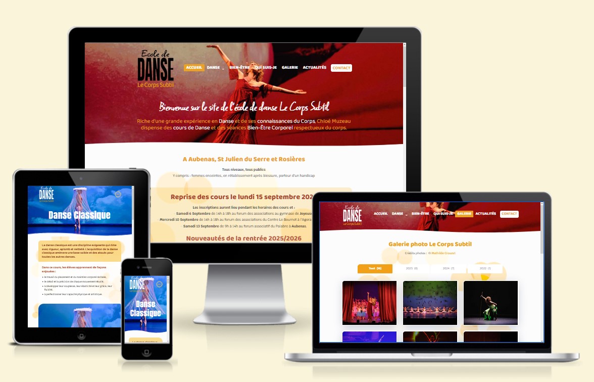 Illustration du projet Ecole de Danse Le Corps Subtil, Ardèche - Web design