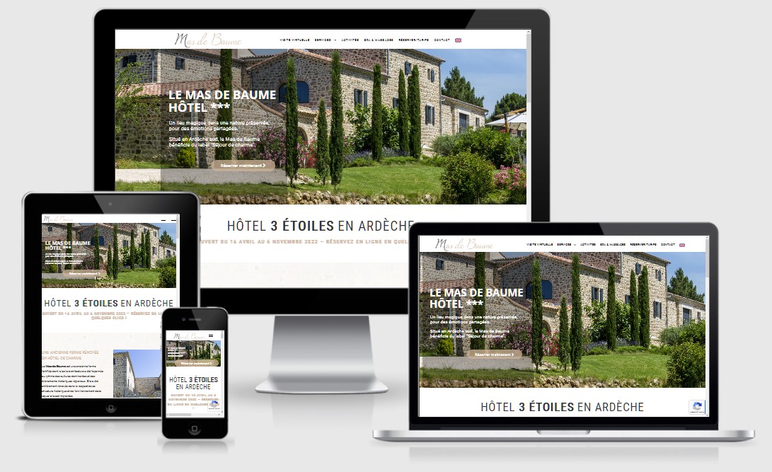 Illustration du projet Refonte web Mas de Baume Hôtel 3 étoiles