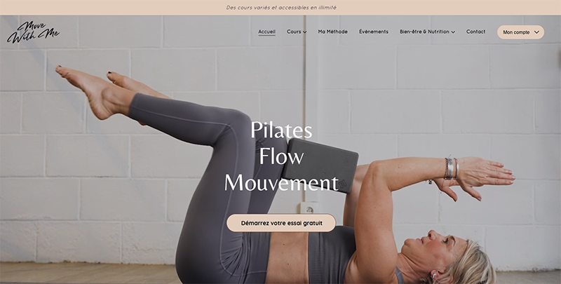 Illustration du projet Création et gestion de Move With Me : plateforme de cours de bien-être et Pilates en ligne
