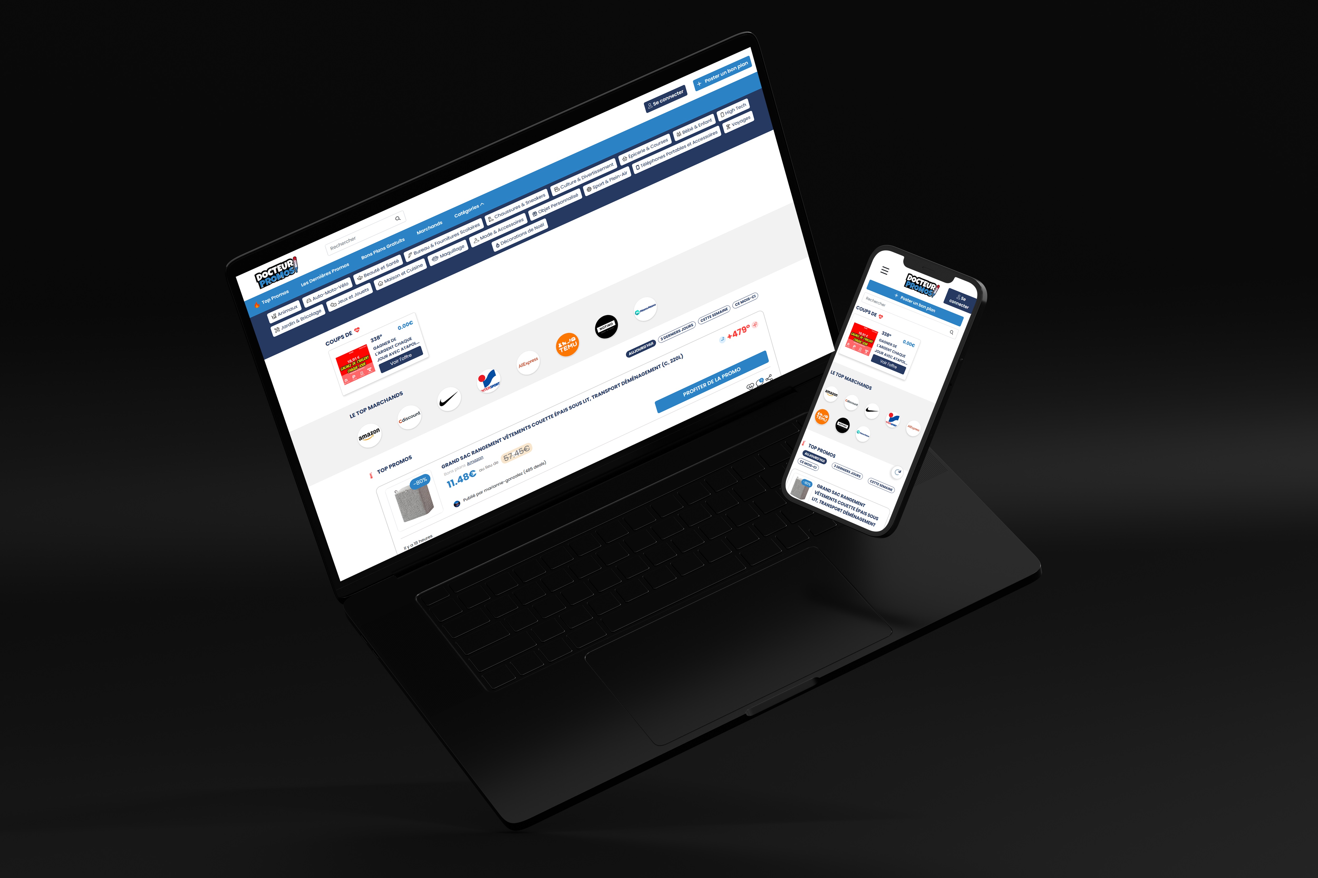 Illustration du projet Plateforme de bons plans et codes promos DocteurPromos