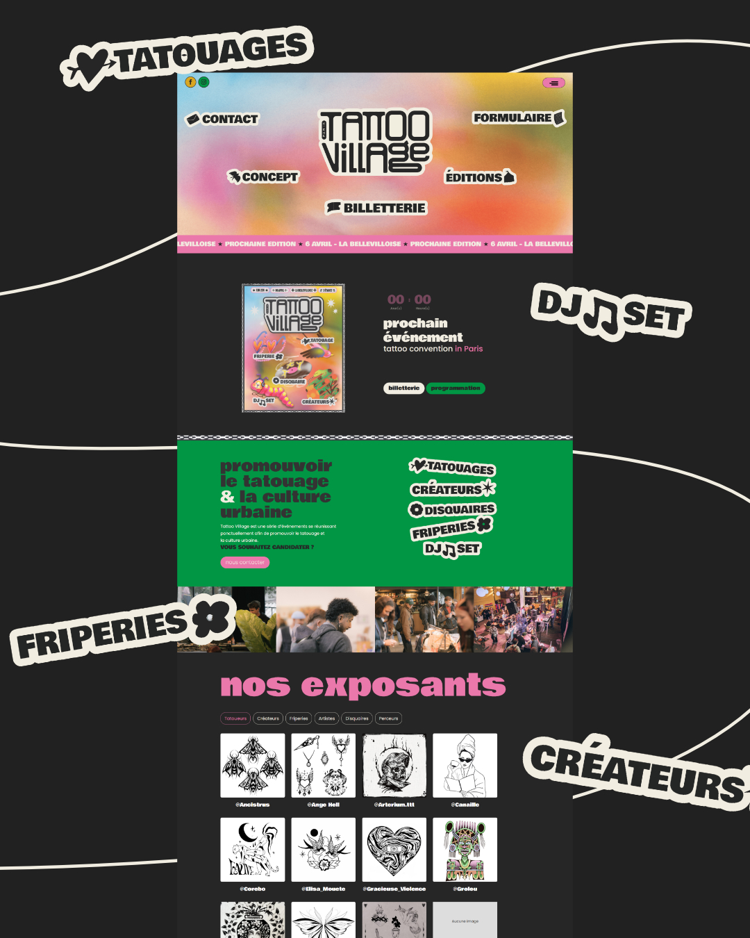 Illustration du projet Création de site WordPress pour Tattoo Village – Culture urbaine & tatouage