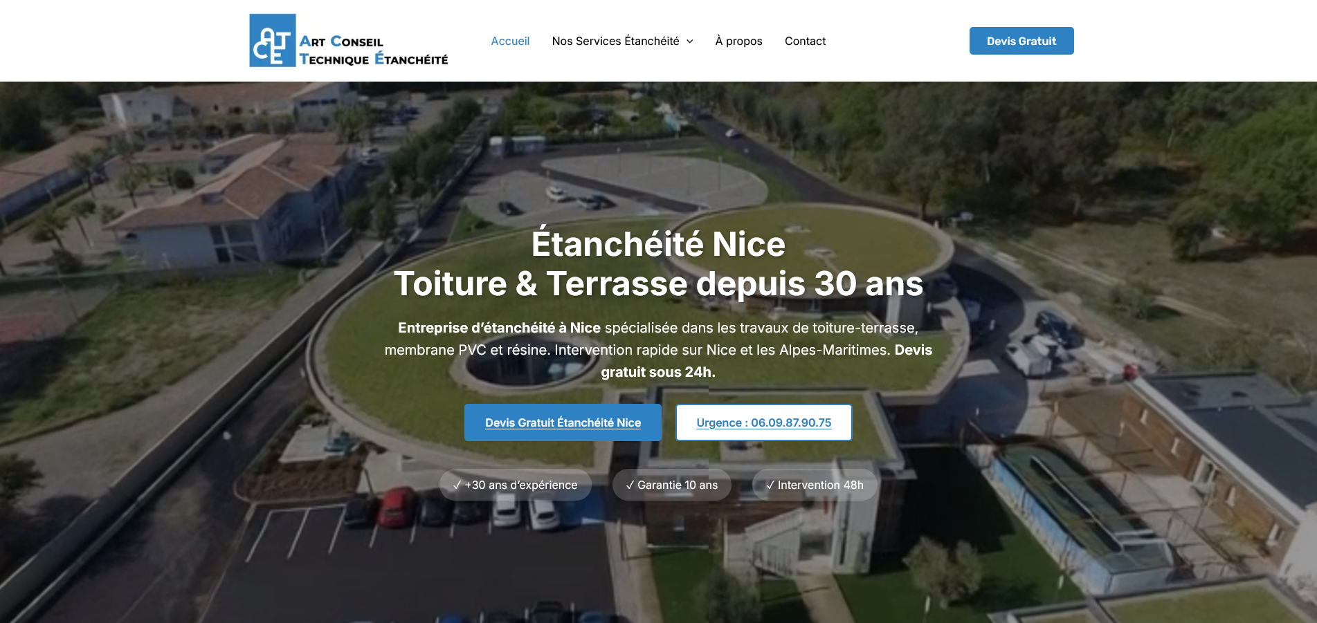 Illustration du projet Réalisation d'un site vitrine pour une entreprise d’étanchéité à Nice
