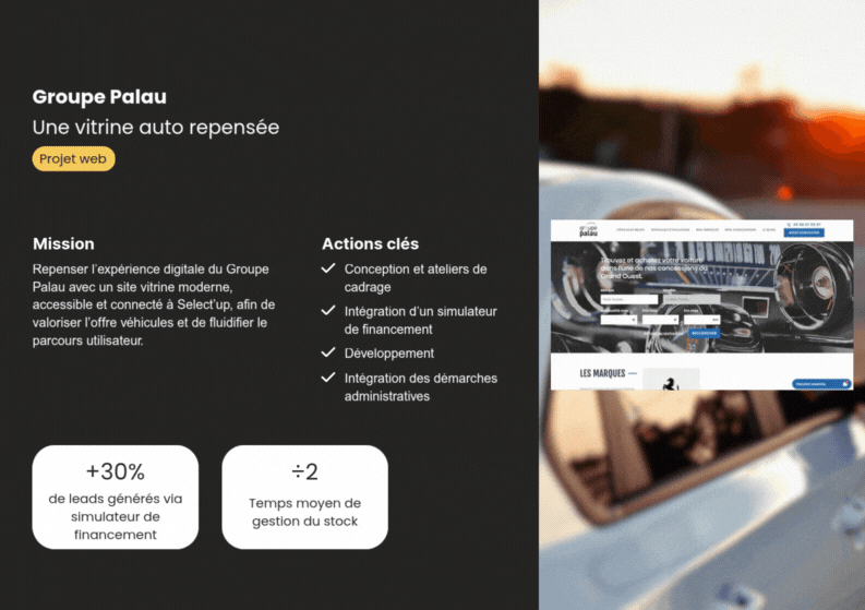 Illustration du projet Refonte digitale du Groupe Palau : un site automobile moderne, accessible et connecté