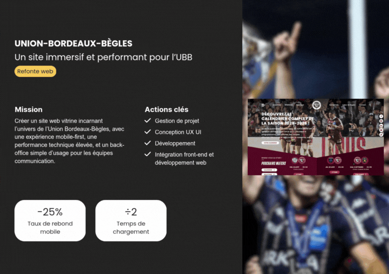 Illustration du projet Un site performant et immersif pour l’Union Bordeaux-Bègles