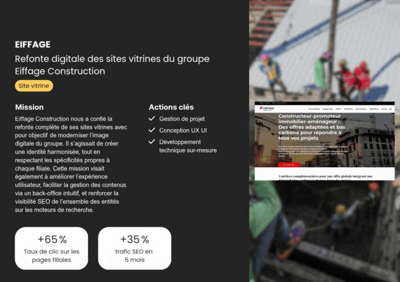Illustration du projet Eiffage, un site de construction en pleine refonte