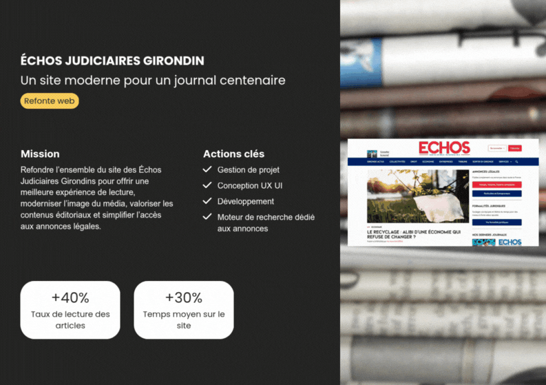 Illustration du projet Échos Judiciaires Girondin, un journal historique modernisé