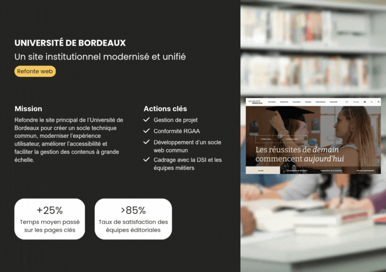 Illustration du projet Université de Bordeaux, un site institutionnel modernisé