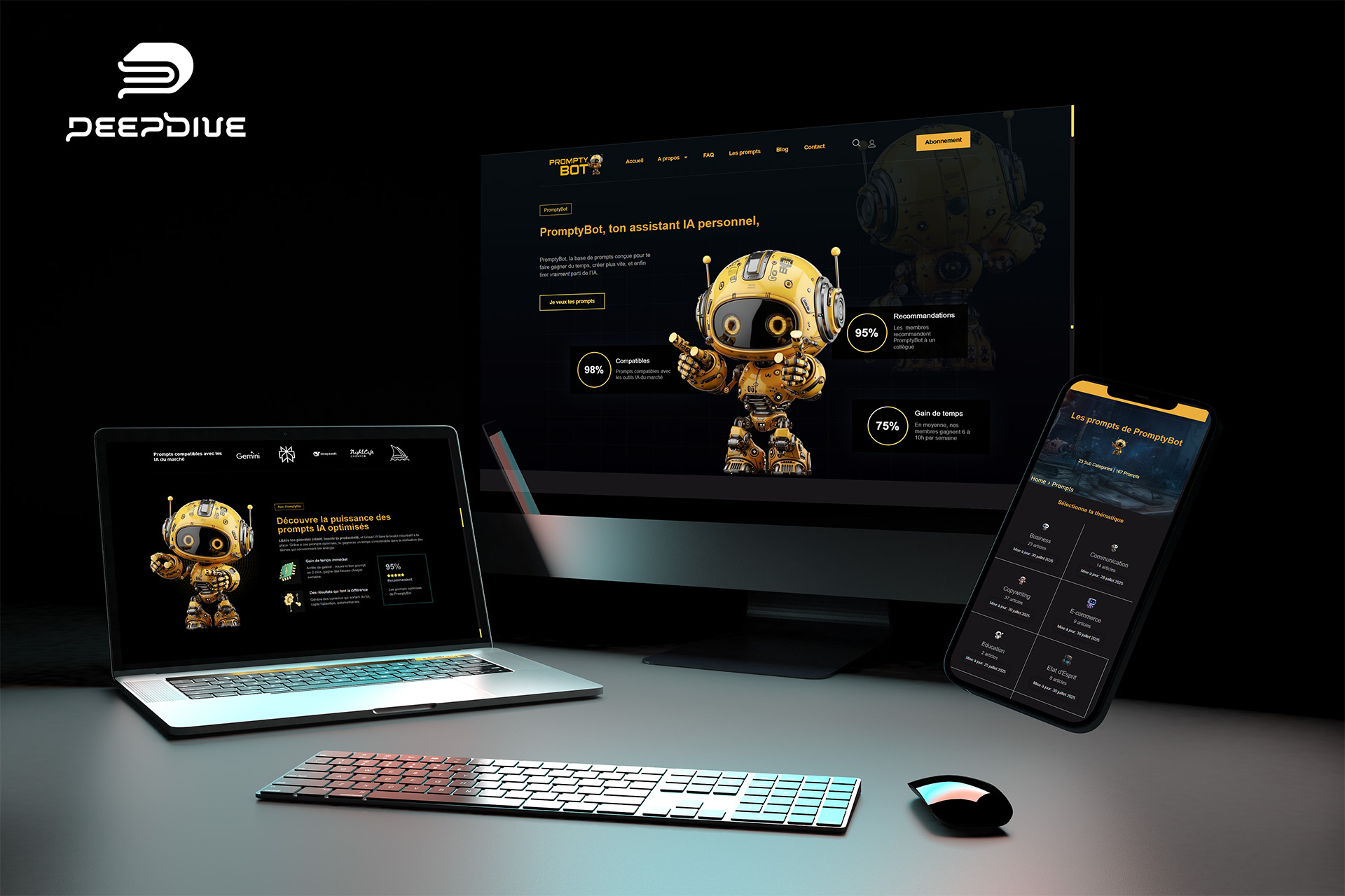 Illustration du projet Création du site de PromptyBot le robot qui prompt